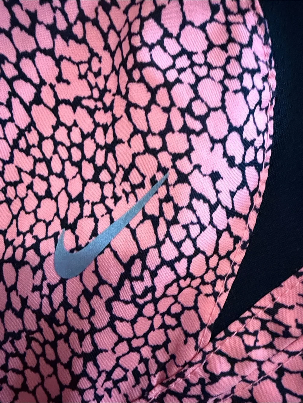 Nike Coral Printed Athletic Shorts with Black Panels
